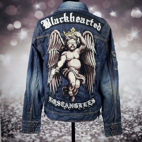 Crown Collective Other - Crown Collective Blue Jean Denim Jacket Cherub